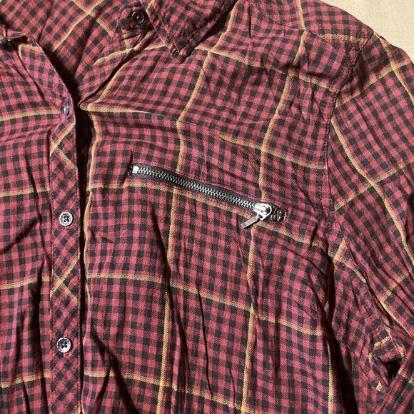 Maurices Button Up Shirt Gingham Plaid Shirt Zipper Pocket Women's XL Fall EUC - Picture 4 of 12